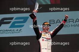 Race winner Theo Pourchaire (FRA) ART celebrates on the podium. 20.03.2022. FIA Formula 2 Championship, Rd 1, Feature Race, Sakhir, Bahrain, Sunday.