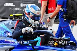 Third placed Logan Sargeant (USA) Carlin in parc ferme. 21.05.2022. FIA Formula 2 Championship, Rd 4, Barcelona, Spain, Saturday.