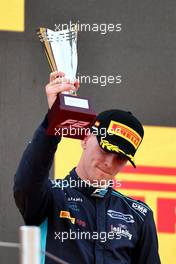 Logan Sargeant (USA) Carlin celebrates his third position on the podium. 21.05.2022. FIA Formula 2 Championship, Rd 4, Barcelona, Spain, Saturday.