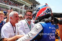 Jack Doohan (AUS) Virtuosi Racing celebrates his second position in parc ferme with his father Mick Doohan (AUS). 22.05.2022. FIA Formula 2 Championship, Rd 4, Barcelona, Spain, Sunday.