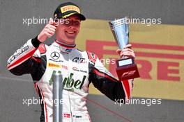 Frederik Vesti (DEN) ART celebrates his third position on the podium. 22.05.2022. FIA Formula 2 Championship, Rd 4, Barcelona, Spain, Sunday.