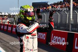 Theo Pourchaire (FRA) ART celebrates his third position in parc ferme. 23.07.2022. FIA Formula 2 Championship, Rd 9, Paul Ricard, France, Saturday.