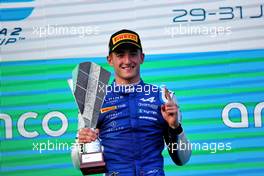 Race winner Jack Doohan (AUS) Virtuosi Racing celebrates on the podium. 30.07.2022. FIA Formula 2 Championship, Rd 10, Budapest, Hungary, Sprint Race, Saturday.
