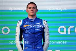 Race winner Jack Doohan (AUS) Virtuosi Racing on the podium. 30.07.2022. FIA Formula 2 Championship, Rd 10, Budapest, Hungary, Sprint Race, Saturday.
