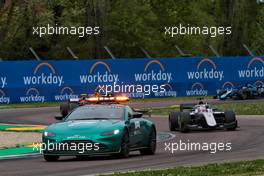Marcus Armstrong (NZL) Hitech leads behind the Aston Martin FIA Safety Car. 23.04.2022. FIA Formula 2 Championship, Rd 3, Sprint Race, Imola, Italy, Saturday.