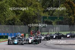 Roy Nissany (ISR) Dams leads at the start of the race. 24.04.2022. FIA Formula 2 Championship, Rd 3, Feature Race, Imola, Italy, Sunday.