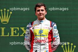 Enzo Fittipaldi (BRA) Charouz Racing System celebrates his second position on the podium. 24.04.2022. FIA Formula 2 Championship, Rd 3, Feature Race, Imola, Italy, Sunday.