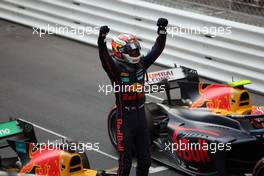 Race winner Dennis Hauger (DEN) PREMA Racing celebrates in parc ferme. 28.05.2022. FIA Formula 2 Championship, Rd 5, Monte Carlo, Monaco, Sprint Race, Saturday.