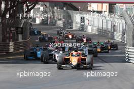 Felipe Drugovich (BRA) MP Motorsport leads at the start of the race. 29.05.2022. FIA Formula 2 Championship, Rd 5, Monte Carlo, Monaco, Feature Race, Sunday.