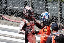 (L to R): Theo Pourchaire (FRA) ART with race winner Felipe Drugovich (BRA) MP Motorsport in parc ferme.. 29.05.2022. FIA Formula 2 Championship, Rd 5, Monte Carlo, Monaco, Feature Race, Sunday.