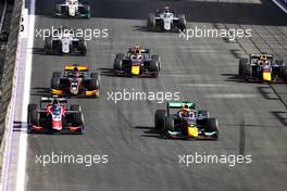 Calan Williams (AUS) Trident and Dennis Hauger (DEN) PREMA Racing battle for position. 26.03.2022. FIA Formula 2 Championship, Rd 2, Sprint Race, Jeddah, Saudi Arabia, Saturday.
