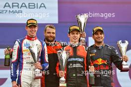 The podium (L to R): Richard Verschoor (NED) Trident, second; Felipe Drugovich (BRA) MP Motorsport, race winner; Jehan Daruvala (IND) Prema Racing, third. 27.03.2022. FIA Formula 2 Championship, Rd 2, Feature Race, Jeddah, Saudi Arabia, Sunday.