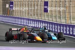 Jehan Daruvala (IND) Prema Racing and Roy Nissany (ISR) Dams battle for position. 27.03.2022. FIA Formula 2 Championship, Rd 2, Feature Race, Jeddah, Saudi Arabia, Sunday.
