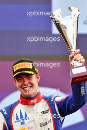 Richard Verschoor (NED) Trident celebrates his second position on the podium. 27.03.2022. FIA Formula 2 Championship, Rd 2, Feature Race, Jeddah, Saudi Arabia, Sunday.