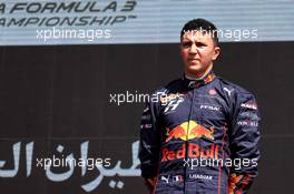 Race winner Isack Hadjar (FRA) Hitech on the podium. 19.03.2022. FIA Formula 3 Championship, Rd 1, Sprint Race, Sakhir, Bahrain, Saturday.