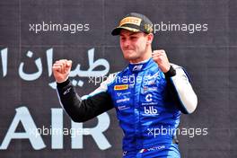 Race winner Victor Martins (FRA) ART celebrates on the podium. 20.03.2022. FIA Formula 3 Championship, Rd 1, Feature Race, Sakhir, Bahrain, Sunday.