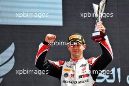 Gregoire Saucy (SUI) ART celebrates his third position on the podium. 20.03.2022. FIA Formula 3 Championship, Rd 1, Feature Race, Sakhir, Bahrain, Sunday.