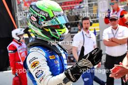 Caio Collet (BRA) MP Motorsport celebrates his third position in parc ferme. 21.05.2022. FIA Formula 3 Championship, Rd 3, Barcelona, Spain, Saturday.