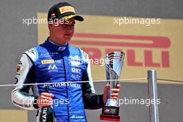 Caio Collet (BRA) Alpine Academy Driver celebrates his third position on the podium. 21.05.2022. FIA Formula 3 Championship, Rd 3, Barcelona, Spain, Saturday.
