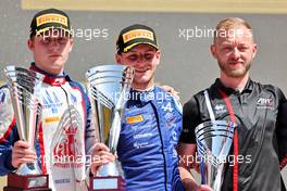 The podium (L to R): Roman Stanek (CZE) Trident, second; Victor Martins (FRA) ART, race winner. 22.05.2022. FIA Formula 3 Championship, Rd 3, Barcelona, Spain, Sunday.