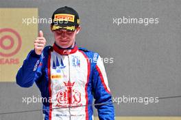 Roman Stanek (CZE) Trident celebrates his second position on the podium. 22.05.2022. FIA Formula 3 Championship, Rd 3, Barcelona, Spain, Sunday.