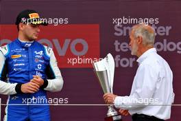 Second placed Victor Martins (FRA) ART on the podium. 02.07.2022. FIA Formula 3 Championship, Rd 4, Silverstone, England, Saturday.