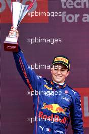 Race winner Isack Hadjar (FRA) Hitech on the podium. 02.07.2022. FIA Formula 3 Championship, Rd 4, Silverstone, England, Saturday.