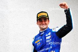 Race winner Caio Collet (BRA) MP Motorsport celebrates on the podium. 30.07.2022. FIA Formula 3 Championship, Rd 6, Sprint Race, Budapest, Hungary, Saturday.