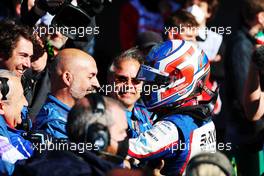 Race winner Roman Stanek (CZE) Trident celebrates in parc ferme. 24.04.2022. FIA Formula 3 Championship, Rd 2, Feature Race, Imola, Italy, Sunday.