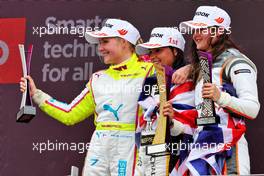 The podium (L to R): Emma Kimilainen (FIN) Puma W Series Team, 2; Jamie Chadwick (GBR) Jenner Racing, race winner; Abbi Pulling (GBR) Racing X, third. 02.07.2022. W Series, Rd 3, Silverstone, England, Race Day.