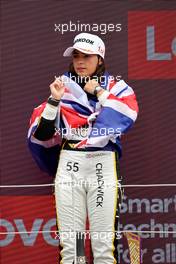 Race winner Jamie Chadwick (GBR) Jenner Racing celebrates on the podium. 02.07.2022. W Series, Rd 3, Silverstone, England, Race Day.