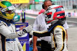 (L to R): Beitske Visser (NED) Sirin Racing W Series Team celebrates her third position in parc ferme with second placed Jamie Chadwick (GBR) Jenner Racing. 30.07.2022. W Series, Rd 5, Budapest, Hungary, Race Day.
