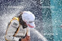 Race winner Jamie Chadwick (GBR) Jenner Racing celebrates on the podium.  08.05.2022. W Series, Rd 1, Miami, Florida, USA, Race 2 Day.