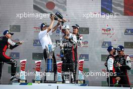 Race winners Ryo Hirakawa (JPN) and Brendon Hartley (NZL) #08 Toyota Gazoo Racing celebrate on the podium. 11.09.2022. FIA World Endurance Championship, Round 5, Six Hours of Fuji, Fuji, Japan, Sunday.