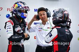 (L to R): Ryo Hirakawa (JPN) Toyota Gazoo Racing with Kazuki Nakajima (JPN) Toyota Gazoo Racing and Kamui Kobayashi (JPN) Toyota Gazoo Racing. 10.11.2022. FIA World Endurance Championship, Round 6, Eight Hours of Bahrain, Sakhir, Bahrain, Thursday.