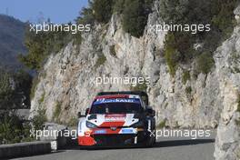 69, Kalle Rovanpera, Jonne Halttunen, Toyota Gazoo Racing WRT, Toyota GR Yaris Rally1. 20-22.01.2022. FIA World Rally Championship, Rd 1, Rally Monte Carlo, Monaco, Monte-Carlo.