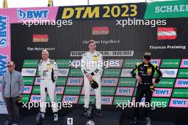 Tim Heinemann (D) (Toksport WRT - Porsche 911 GT3 R), Christian Engelhart (D) (Toksport WRT - Porsche 911 GT3 R) und Thomas Preining (A) (Manthey EMA - Porsche 911 GT3 R) 28.05.2023, DTM Round 1, Motorsport Arena Oschersleben, Germany, Sunday