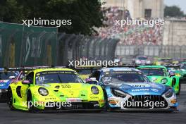 Thomas Preining (A) (Manthey EMA - Porsche 911 GT3 R) und Lucas Auer (A) (Winward Racing - Mercedes-AMG GT3 Evo) 08.07.2023, DTM Round 3, Norisring, Germany, Saturday