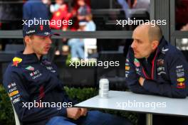 (L to R): Max Verstappen (NLD) Red Bull Racing with Gianpiero Lambiase (ITA) Red Bull Racing Engineer. 31.03.2023. Formula 1 World Championship, Rd 3, Australian Grand Prix, Albert Park, Melbourne, Australia, Practice Day.