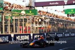 Race winner Max Verstappen (NLD) Red Bull Racing RB19 takes the chequered flag at the end of the race. 02.04.2023. Formula 1 World Championship, Rd 3, Australian Grand Prix, Albert Park, Melbourne, Australia, Race Day.