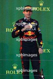 Race winner Max Verstappen (NLD) Red Bull Racing celebrates on the podium. 02.04.2023. Formula 1 World Championship, Rd 3, Australian Grand Prix, Albert Park, Melbourne, Australia, Race Day.