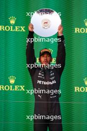 Lewis Hamilton (GBR) Mercedes AMG F1 celebrates his second position on the podium. 02.04.2023. Formula 1 World Championship, Rd 3, Australian Grand Prix, Albert Park, Melbourne, Australia, Race Day.