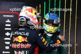 (L to R): Race winner Max Verstappen (NLD) Red Bull Racing with third placed Fernando Alonso (ESP) Aston Martin F1 Team. 02.04.2023. Formula 1 World Championship, Rd 3, Australian Grand Prix, Albert Park, Melbourne, Australia, Race Day.