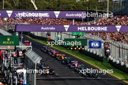 Lewis Hamilton (GBR) Mercedes AMG F1 W14 leads at the restart of the race. 02.04.2023. Formula 1 World Championship, Rd 3, Australian Grand Prix, Albert Park, Melbourne, Australia, Race Day.