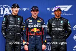 Qualifying top three in parc ferme George Russell (GBR) Mercedes AMG F1, second; Max Verstappen (NLD) Red Bull Racing, pole position; Lewis Hamilton (GBR) Mercedes AMG F1, third. 01.04.2023. Formula 1 World Championship, Rd 3, Australian Grand Prix, Albert Park, Melbourne, Australia, Qualifying Day.
