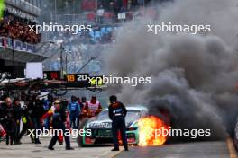 A large fire in the pits for Supercars driver James Courtney (AUS) Tickford Racing. 01.04.2023. Formula 1 World Championship, Rd 3, Australian Grand Prix, Albert Park, Melbourne, Australia, Qualifying Day.