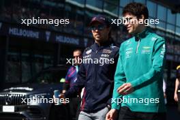 (L to R): Sergio Perez (MEX) Red Bull Racing and Lance Stroll (CDN) Aston Martin F1 Team on the drivers' parade. 02.04.2023. Formula 1 World Championship, Rd 3, Australian Grand Prix, Albert Park, Melbourne, Australia, Race Day.
