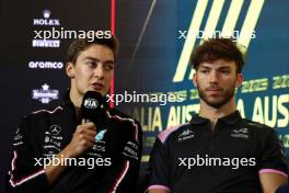 (L to R): George Russell (GBR) Mercedes AMG F1 and Pierre Gasly (FRA) Alpine F1 Team in the FIA Press Conference. 30.03.2023. Formula 1 World Championship, Rd 3, Australian Grand Prix, Albert Park, Melbourne, Australia, Preparation Day.