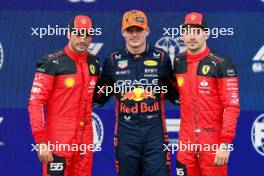 Qualifying top three in parc ferme (L to R): Carlos Sainz Jr (ESP) Ferrari, third; Max Verstappen (NLD) Red Bull Racing, pole position; Charles Leclerc (MON) Ferrari, second. 30.06.2023. Formula 1 World Championship, Rd 10, Austrian Grand Prix, Spielberg, Austria, Qualifying Day.