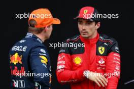 (L to R): Max Verstappen (NLD) Red Bull Racing and Charles Leclerc (MON) Ferrari in qualifying parc ferme. 30.06.2023. Formula 1 World Championship, Rd 10, Austrian Grand Prix, Spielberg, Austria, Qualifying Day.
